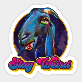 Stay Weird Black Goat by Robert Phelps Sticker